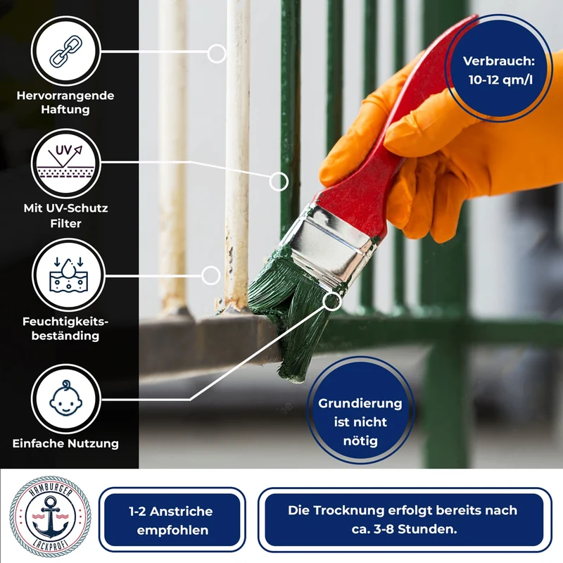 Metallschutzlack in Rotbraun RAL 8012 mit Lackierset (X300) - Hamburger Lack-Profi