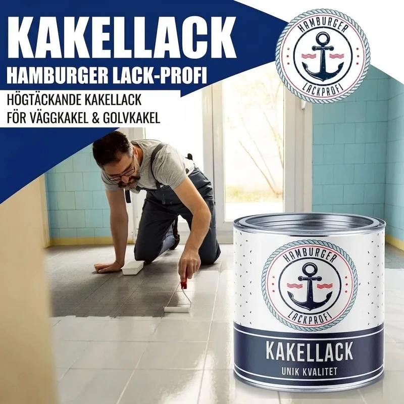 Fliesenfarbe in Verkehrsschwarz RAL 9017 - Fliesenlack mit Lackierset (X300) - Hamburger Lack-Profi