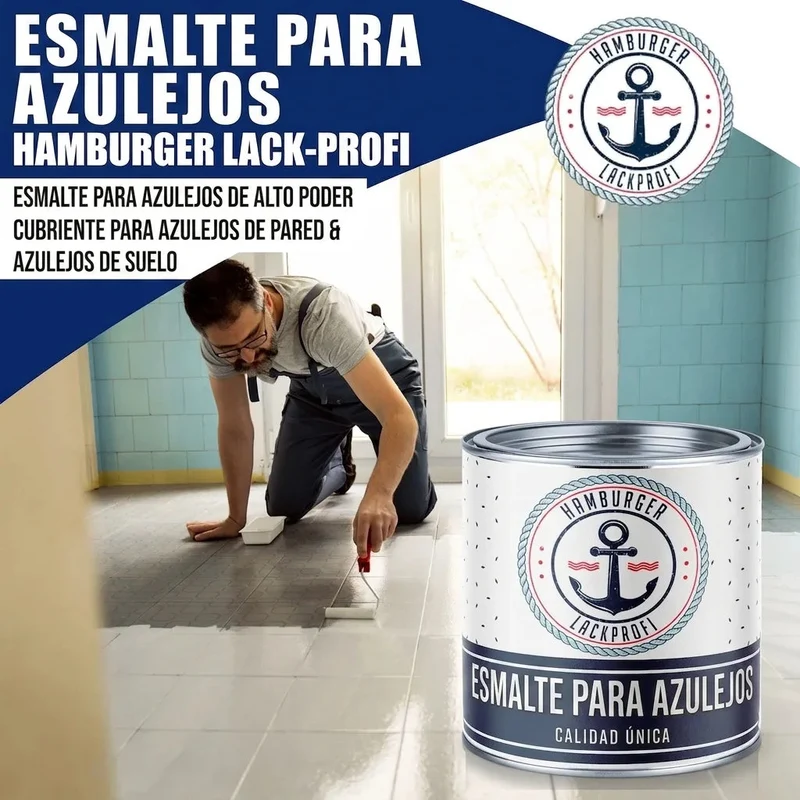 Fliesenfarbe in Grauweiß RAL 9002 - Fliesenlack mit Lackierset (X300) - Hamburger Lack-Profi