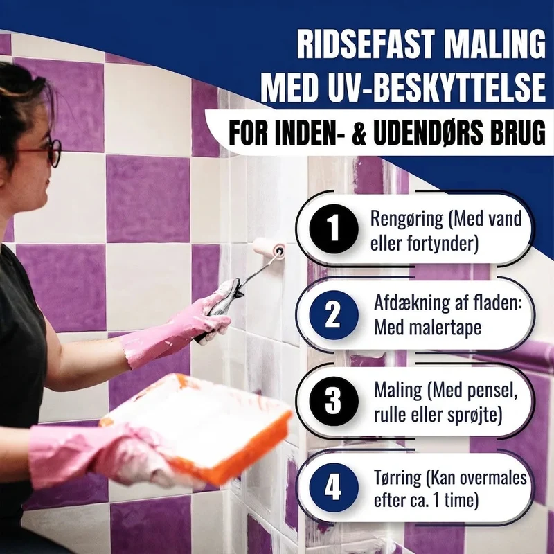 Fliesenfarbe in Cremeweiß RAL 9001 - Fliesenlack mit Lackierset (X300) - Hamburger Lack-Profi