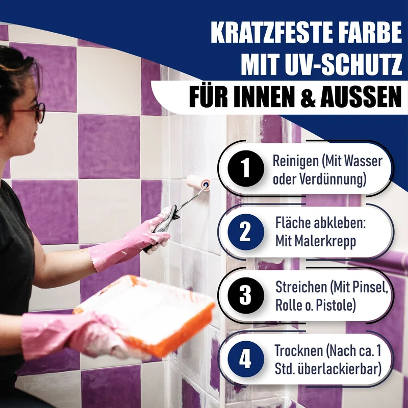 Fliesenfarbe in Kupferbraun RAL 8004 - Fliesenlack mit Lackierset (X300) - Hamburger Lack-Profi