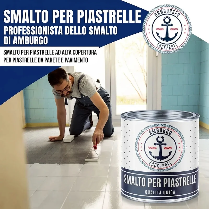 Fliesenfarbe in Achatgrau RAL 7038 - Fliesenlack mit Lackierset (X300) - Hamburger Lack-Profi
