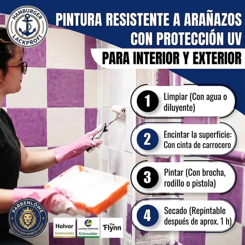 Fliesenfarbe in Maigrün RAL 6017 - Fliesenlack mit Lackierset (X300) - Hamburger Lack-Profi