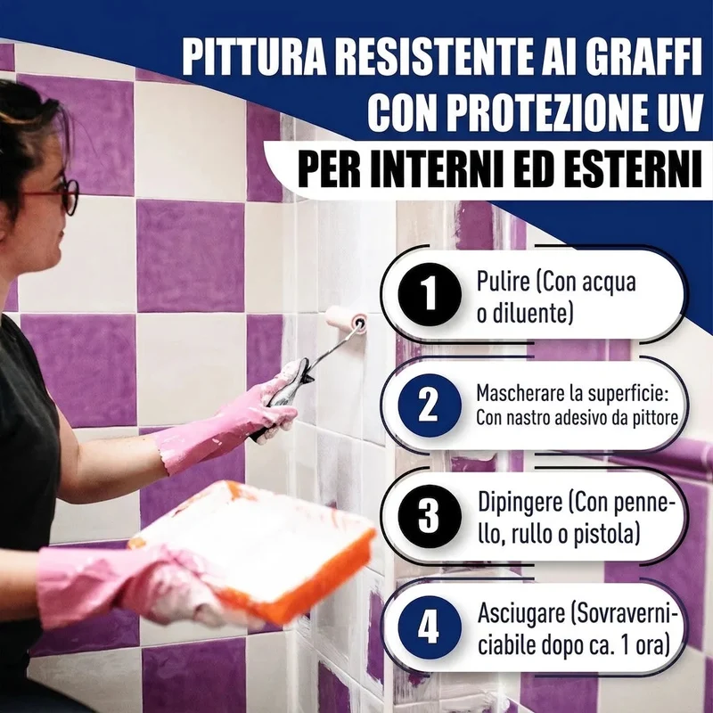 Fliesenfarbe in Bordeauxviolett RAL 4004 - Fliesenlack mit Lackierset (X300) - Hamburger Lack-Profi