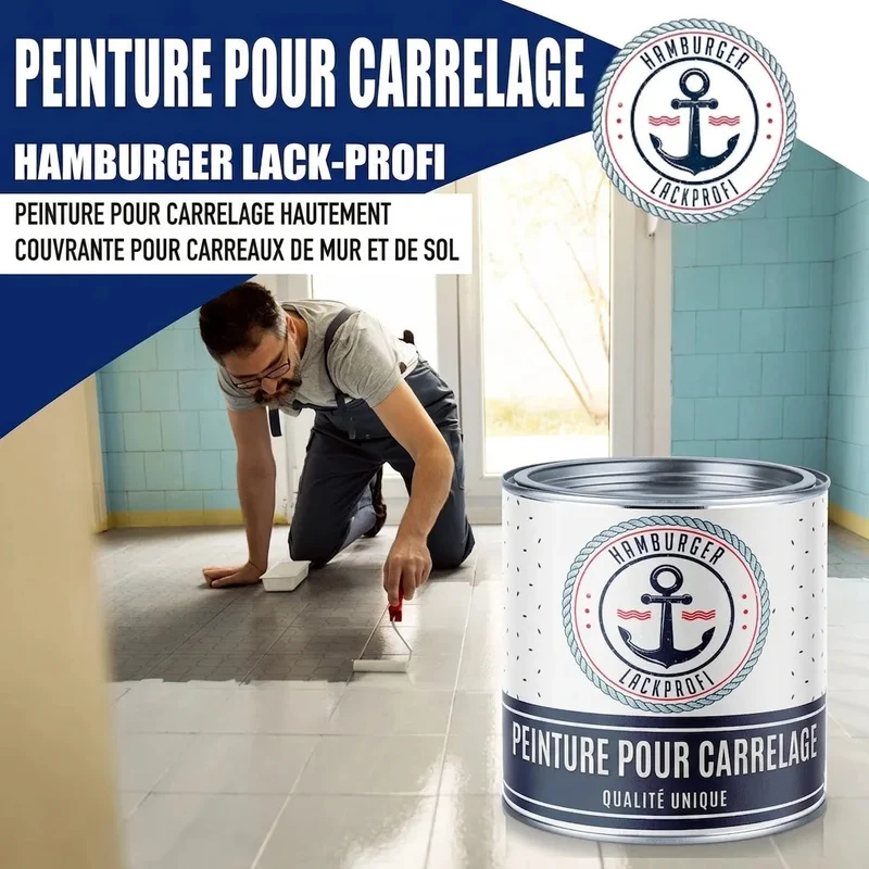 Fliesenfarbe in Erdbeerrot RAL 3018 - Fliesenlack mit Lackierset (X300) - Hamburger Lack-Profi