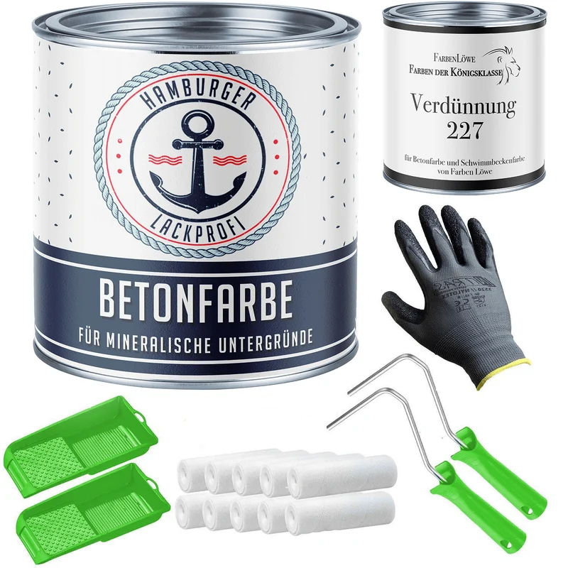 Betonfarbe Kieselgrau RAL 7032 mit Lackierset (X300) - Hamburger Lack-Profi