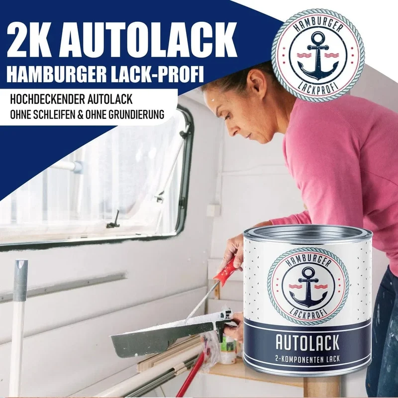 2K Autolack in Verkehrsweiß RAL 9016 mit Lackierset (X300) - Hamburger Lack-Profi