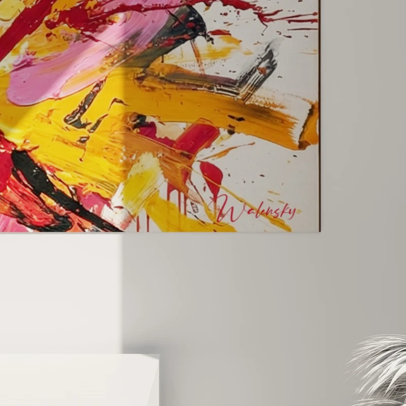 Tableau Silhouette floue aux éclats orange et rose - Souvenir en fusion - Edition style peinture