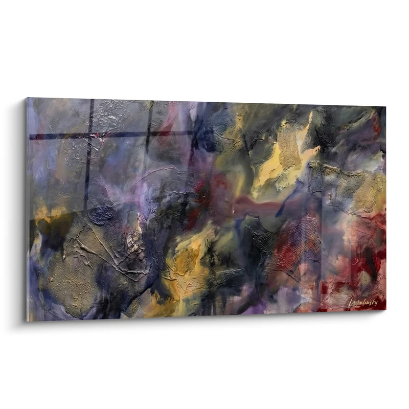 Tableau Empâtements violets et ocre texturés - Sédiments oubliés - Edition style peinture