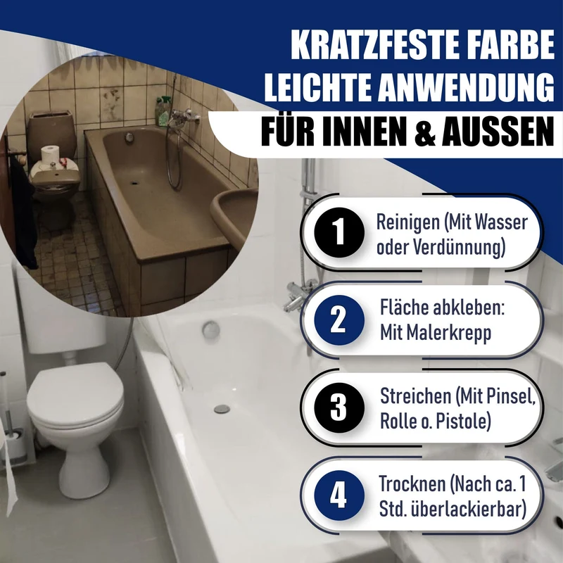 2K Badewannenlack Tiefschwarz RAL 9005 - Glänzend / Seidenmatt / Matt - Hamburger Lack-Profi