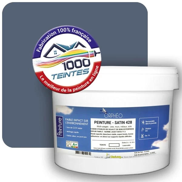 Peinture Anticorrosion Natura Orphéo® Les Bleus pleins (Mille Teintes E25-63) Intérieur/Extérieur SATIN