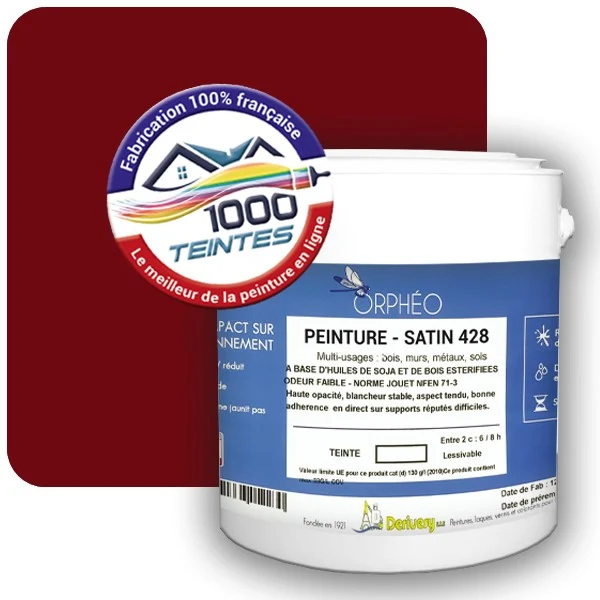 Peinture Anticorrosion Natura Orphéo® Rouge Basque (Couleurs de France 458-7302-15) Intérieur/Extérieur SATIN