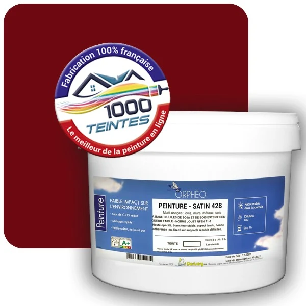 Peinture Anticorrosion Natura Orphéo® Rouge Basque (Couleurs de France 458-7302-15) Intérieur/Extérieur SATIN