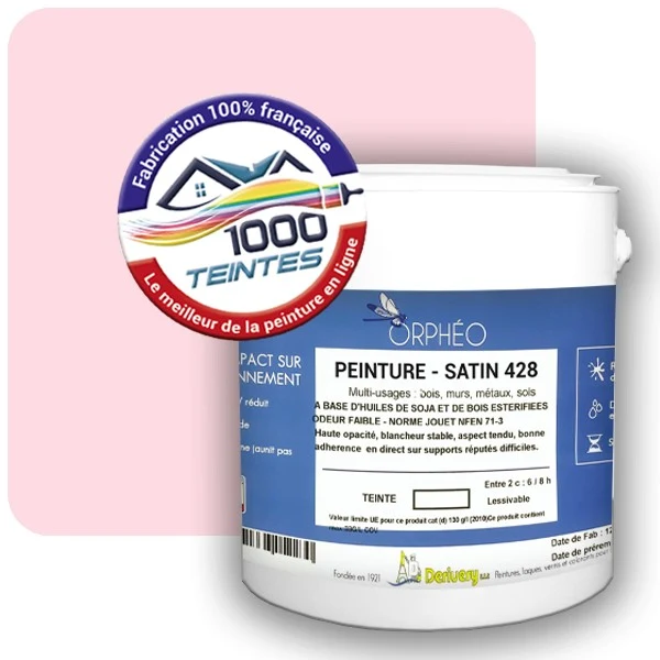 Peinture Anticorrosion Natura Orphéo® Rose de Toulouse (Couleurs de France 458-7301-15) Intérieur/Extérieur SATIN