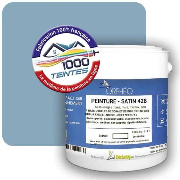 Peinture Anticorrosion Natura Orphéo® Bleu de Guède (Couleurs de France 458-5310-15) Intérieur/Extérieur SATIN