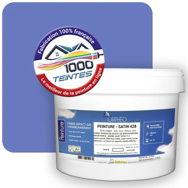 Peinture Anticorrosion Natura Orphéo® Bleu Breton (Couleurs de France 458-5301-15) Intérieur/Extérieur SATIN