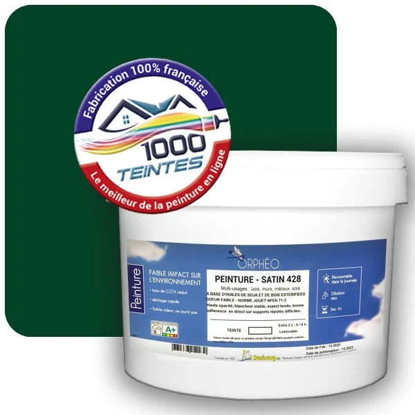 Peinture Anticorrosion Natura Orphéo® Vert Basque (Couleurs de France 458-4302-15) Intérieur/Extérieur SATIN