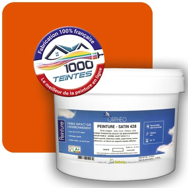 Peinture Anticorrosion Natura Orphéo® Orangé pur (RAL Classic 2004) Intérieur/Extérieur SATIN