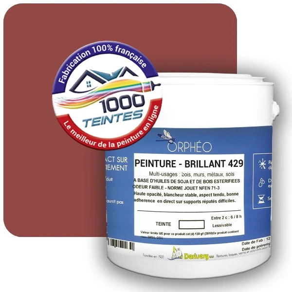 Peinture Anticorrosion Natura Orphéo® Les Rouges pleins (Mille Teintes E25-12) Intérieur/Extérieur BRILLANT