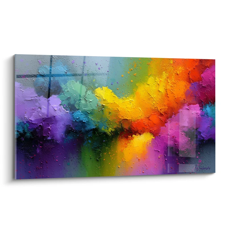 Tableau Explosion de couleurs violette et orangée - Éruption de couleurs - Edition Multicolore abstrait