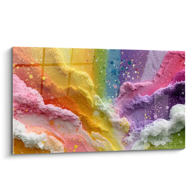 Tableau Empâtements roses et jaunes en relief - Vague sucrée - Edition Multicolore abstrait