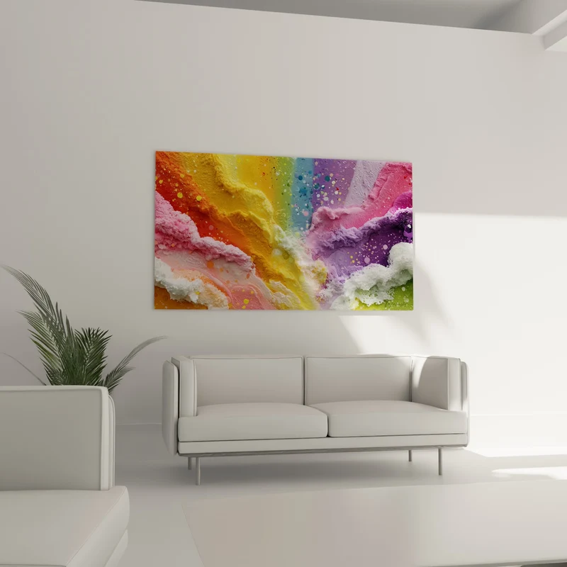 Tableau Empâtements roses et jaunes en relief - Vague sucrée - Edition Multicolore abstrait