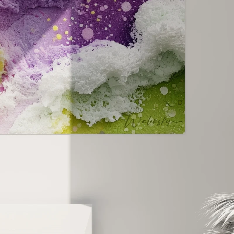 Tableau Empâtements roses et jaunes en relief - Vague sucrée - Edition Multicolore abstrait
