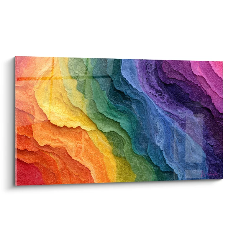 Tableau Vagues de couleurs fondues orange et violet - Fusion chromatique - Edition Multicolore abstrait