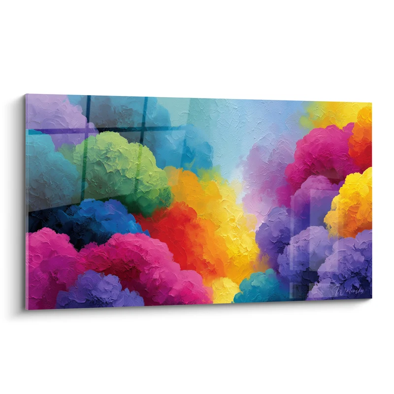 Tableau Nuages de couleurs roses et dorées - Éclosion joyeuse - Edition Multicolore abstrait