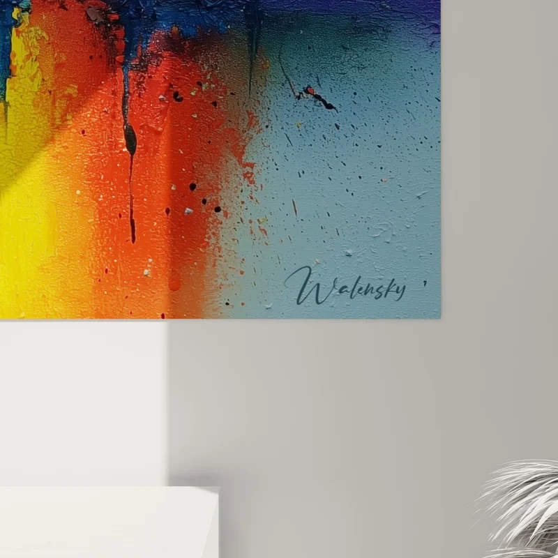 Tableau Dégradé jaune et rose éclaboussé de noir - Éveil sensoriel - Edition Multicolore abstrait