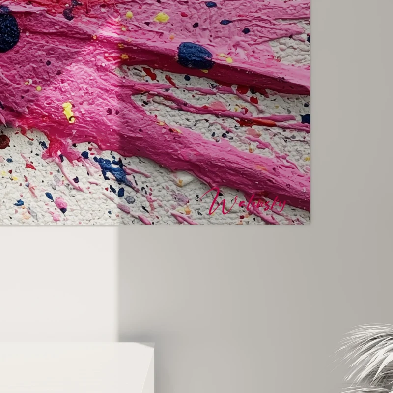 Tableau Explosion picturale jaune et rose au trou noir - Éclats sur toile granuleuse - Edition Multicolore abstrait