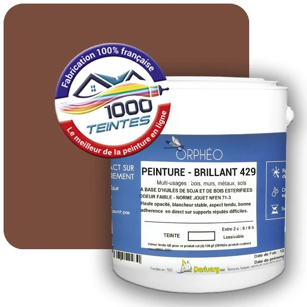 Peinture Anticorrosion Natura Orphéo® Brun de Sécurité (RAL Classic 8002) Intérieur/Extérieur BRILLANT