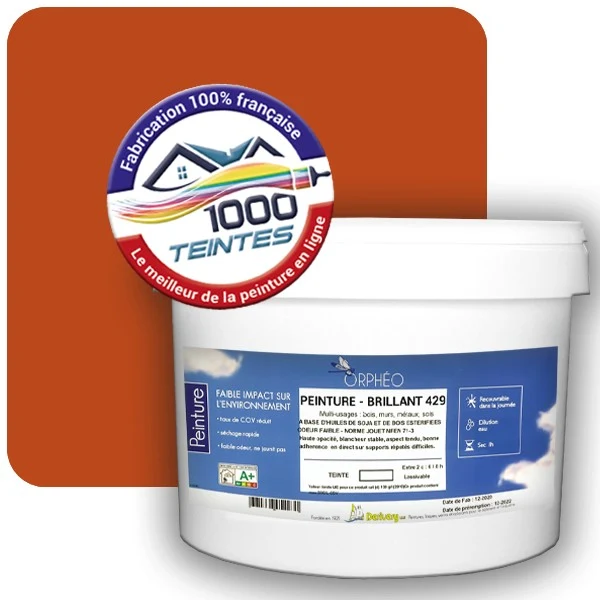 Peinture Anticorrosion Natura Orphéo® Orangé Rouge (RAL Classic 2001) Intérieur/Extérieur BRILLANT