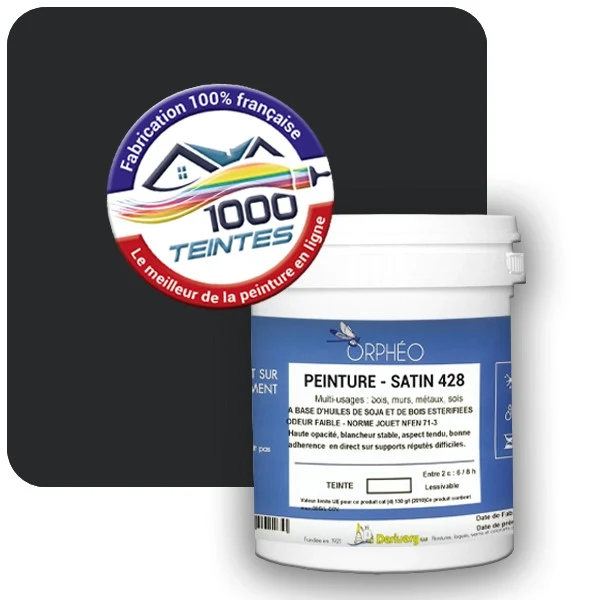 Peinture Anticorrosion Natura Orphéo® Noir Graphite (RAL Classic 9011) Intérieur/Extérieur SATIN