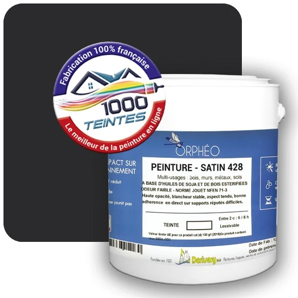 Peinture Anticorrosion Natura Orphéo® Noir de Sécurité (RAL Classic 9004) Intérieur/Extérieur SATIN