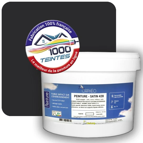 Peinture Anticorrosion Natura Orphéo® Noir de Sécurité (RAL Classic 9004) Intérieur/Extérieur SATIN
