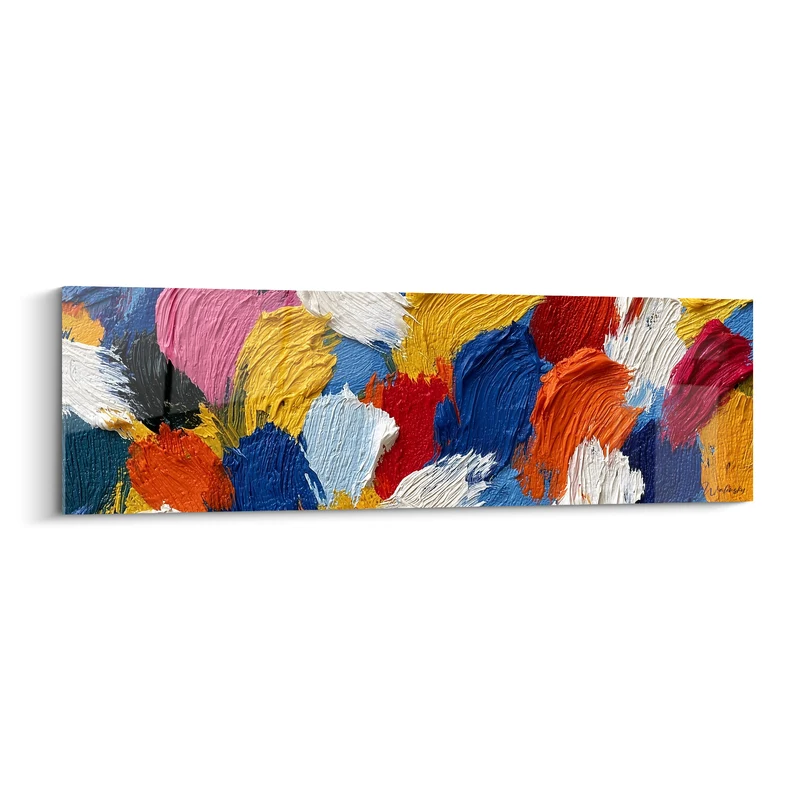 Tableau Empâtements bleu marine et jaune moutarde épais - Éclat de matière - Edition style Peinture abstrait