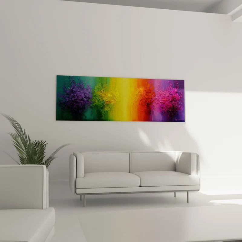 Tableau Bandes chromatiques jaune et violet texturées - Éveil chromatique - Edition style Peinture abstrait
