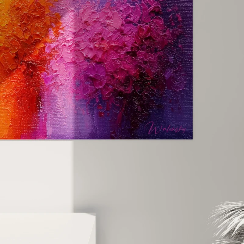 Tableau Bandes chromatiques jaune et violet texturées - Éveil chromatique - Edition style Peinture abstrait