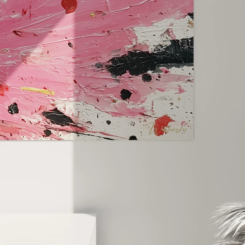 Tableau Explosion florale rose et jaune éclatante - Déflagration vitale - Edition style Peinture abstrait