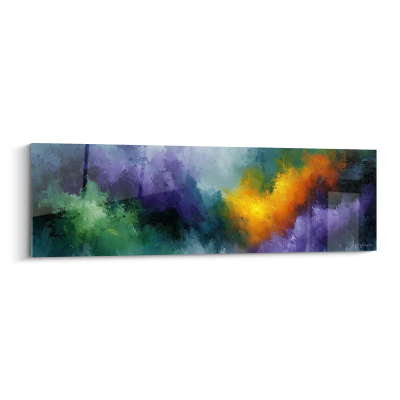 Tableau Nébuleuse violette et orange aux volutes fumeuses - Foyer lumineux central - Edition style Peinture abstrait
