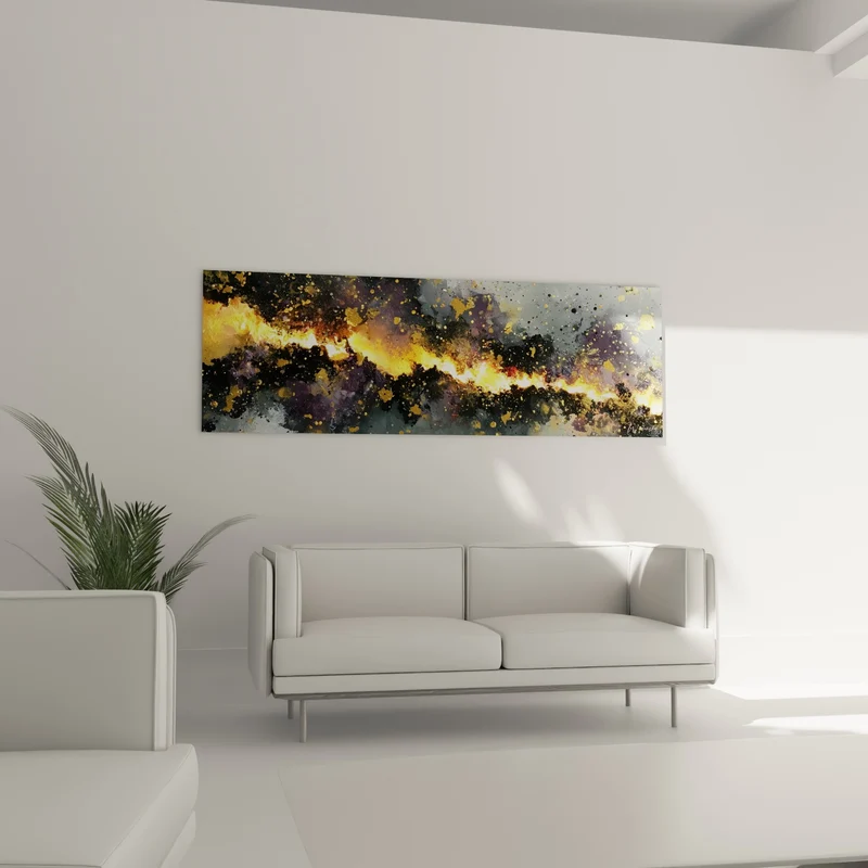 Tableau Faille lumineuse dorée et anthracite - Faille de lumière - Edition style Peinture abstrait