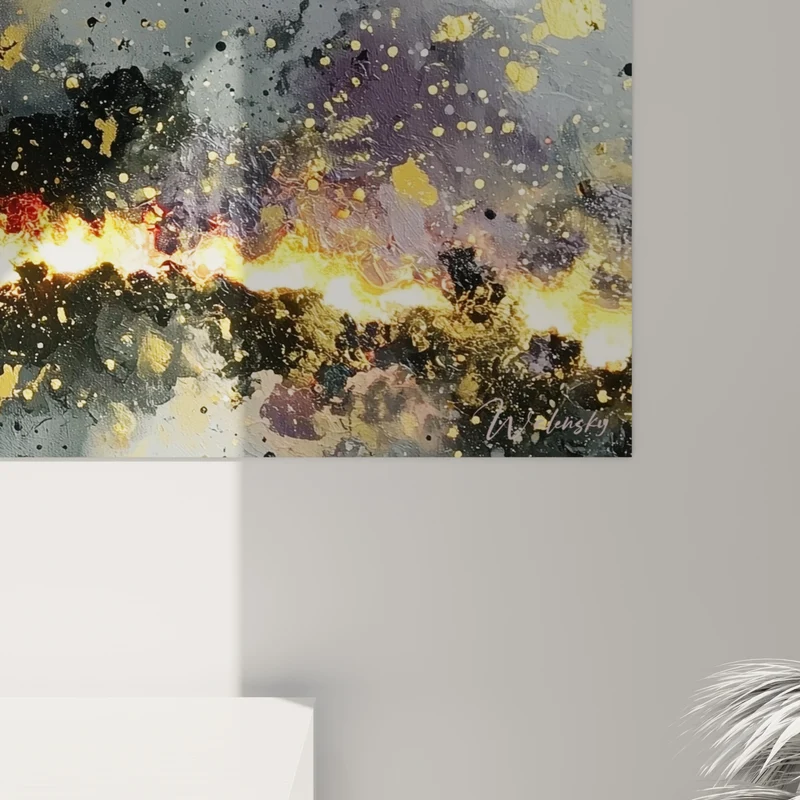Tableau Faille lumineuse dorée et anthracite - Faille de lumière - Edition style Peinture abstrait