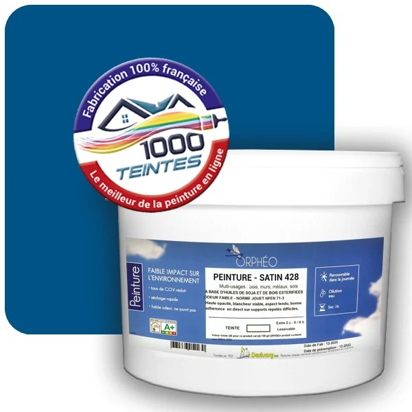 Peinture Anticorrosion Natura Orphéo® Bleu de Sécurité (RAL Classic 5005) Intérieur/Extérieur SATIN