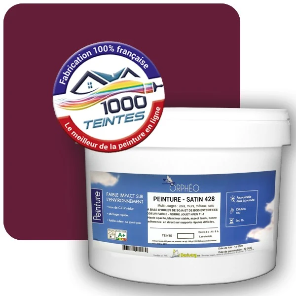 Peinture Anticorrosion Natura Orphéo® Violet Bordeaux (RAL Classic 4004) Intérieur/Extérieur SATIN