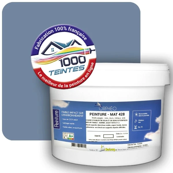 Peinture Anticorrosion Natura Orphéo® Les Bleus pleins (Mille Teintes E25-51) Intérieur/Extérieur MAT