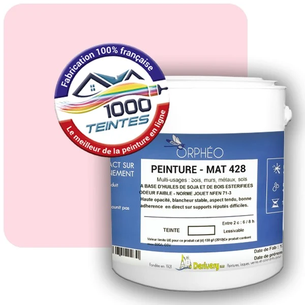 Peinture Anticorrosion Natura Orphéo® Rose de Toulouse (Couleurs de France 458-7301-15) Intérieur/Extérieur MAT