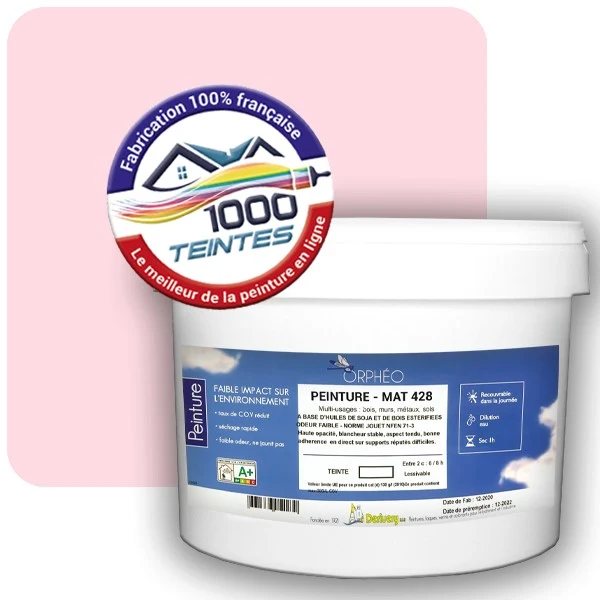 Peinture Anticorrosion Natura Orphéo® Rose de Toulouse (Couleurs de France 458-7301-15) Intérieur/Extérieur MAT