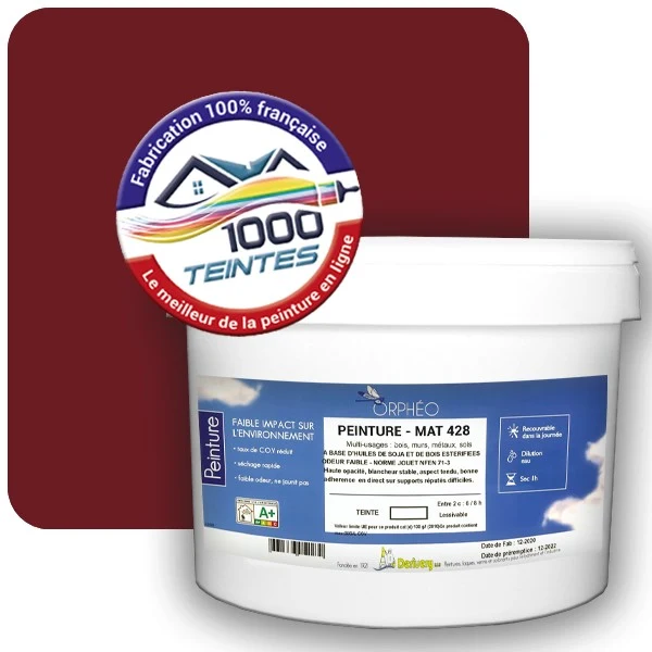 Peinture Anticorrosion Natura Orphéo® Rouge Pourpre (RAL Classic 3004) Intérieur/Extérieur MAT