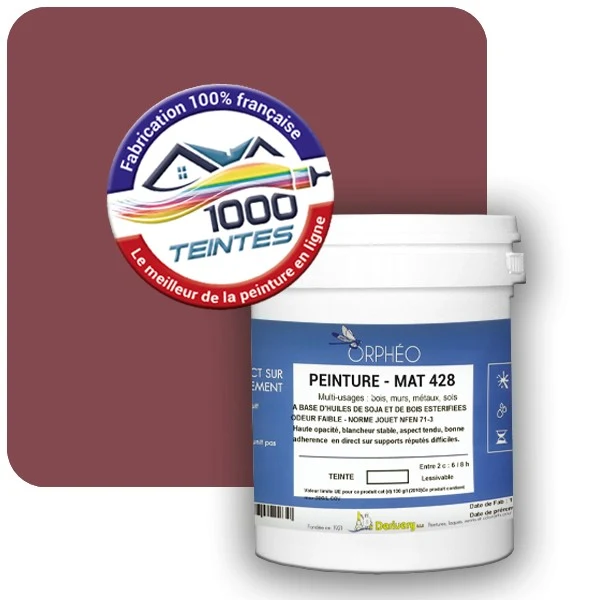 Peinture Anticorrosion Natura Orphéo® Les Rouges pleins (Mille Teintes E25-17) Intérieur/Extérieur MAT